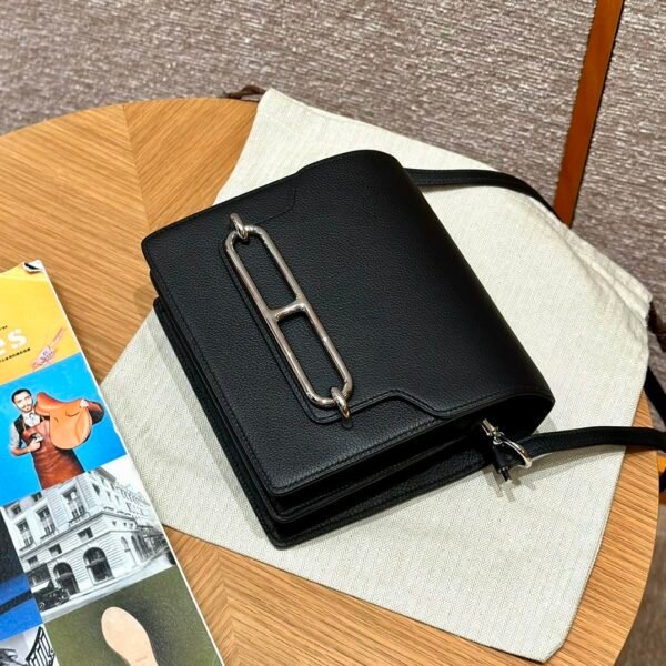 DDMode Hermes Roulis 18CM CK89 Noir Evercolor Leather Silver Hardware Full Handmade