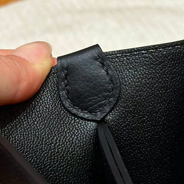 DDMode Hermes Roulis 18CM CK89 Noir Evercolor Leather Silver Hardware Full Handmade
