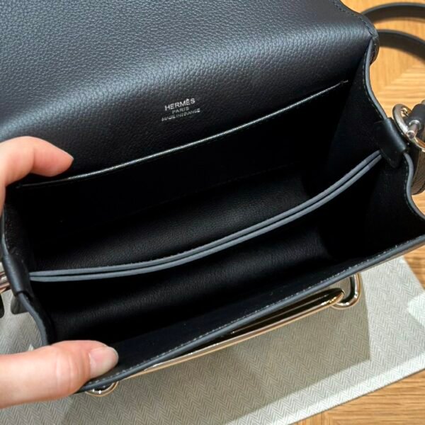 DDMode Hermes Roulis 18CM CK89 Noir Evercolor Leather Silver Hardware Full Handmade