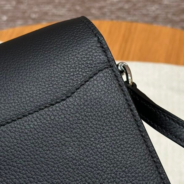 DDMode Hermes Roulis 18CM CK89 Noir Evercolor Leather Silver Hardware Full Handmade