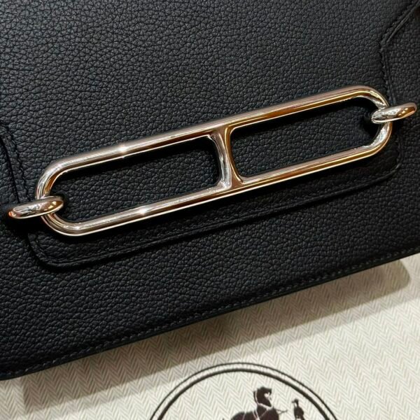 DDMode Hermes Roulis 18CM CK89 Noir Evercolor Leather Silver Hardware Full Handmade