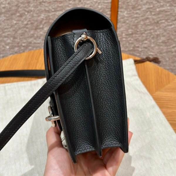 DDMode Hermes Roulis 18CM CK89 Noir Evercolor Leather Silver Hardware Full Handmade