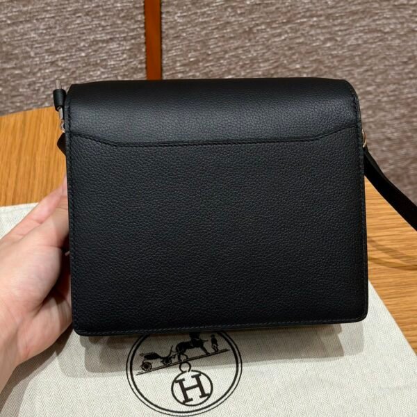 DDMode Hermes Roulis 18CM CK89 Noir Evercolor Leather Silver Hardware Full Handmade