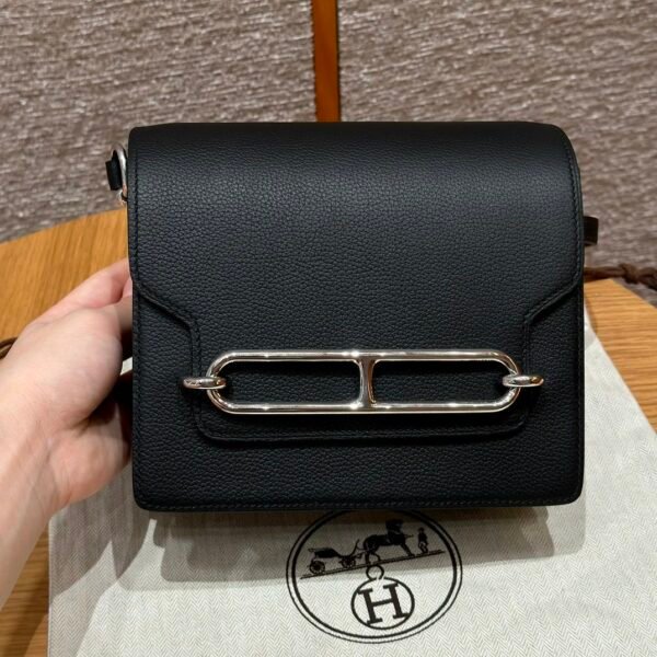 DDMode Hermes Roulis 18CM CK89 Noir Evercolor Leather Silver Hardware Full Handmade