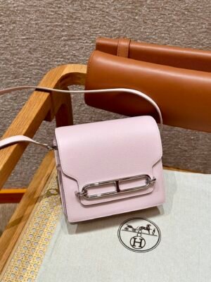 DDMode Hermes Roulis 18CM 09 Mauve Pale Evercolor Leather Silver Hardware Full Handmade