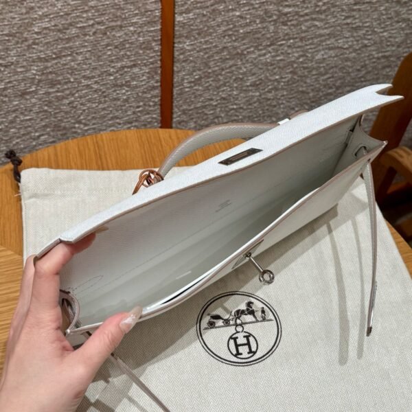 DDMode Hermes Kelly Cut Clutch Bag Epsom Leather M4 Gris Pale Silver Hardware
