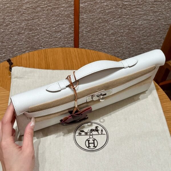 DDMode Hermes Kelly Cut Clutch Bag Epsom Leather M4 Gris Pale Silver Hardware