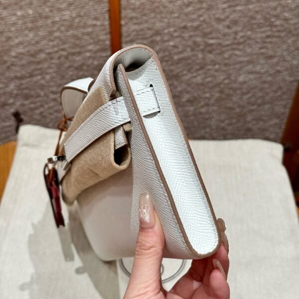 DDMode Hermes Kelly Cut Clutch Bag Epsom Leather M4 Gris Pale Silver Hardware
