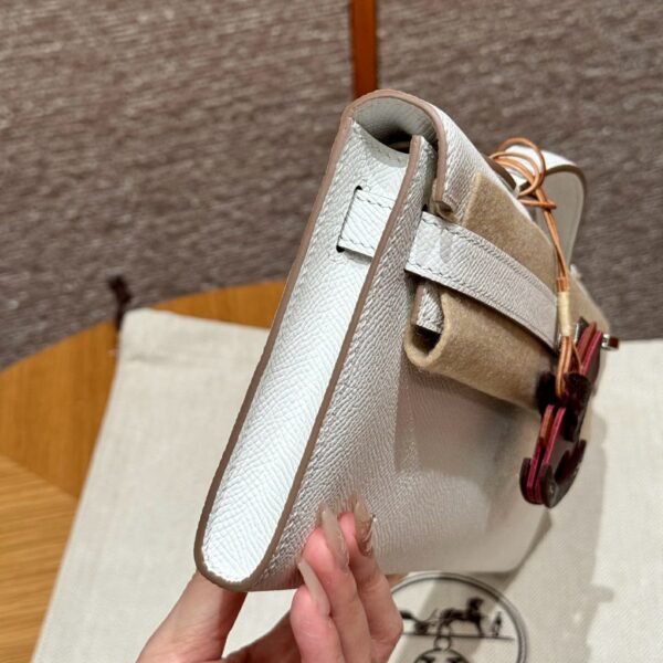DDMode Hermes Kelly Cut Clutch Bag Epsom Leather M4 Gris Pale Silver Hardware