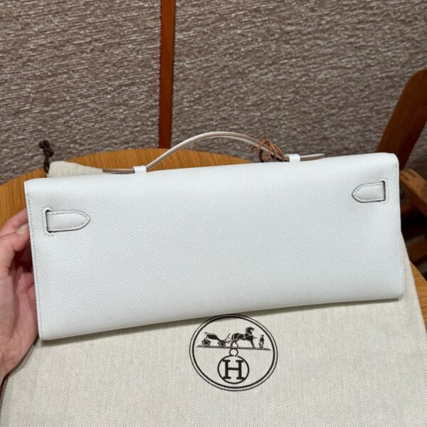 DDMode Hermes Kelly Cut Clutch Bag Epsom Leather M4 Gris Pale Silver Hardware