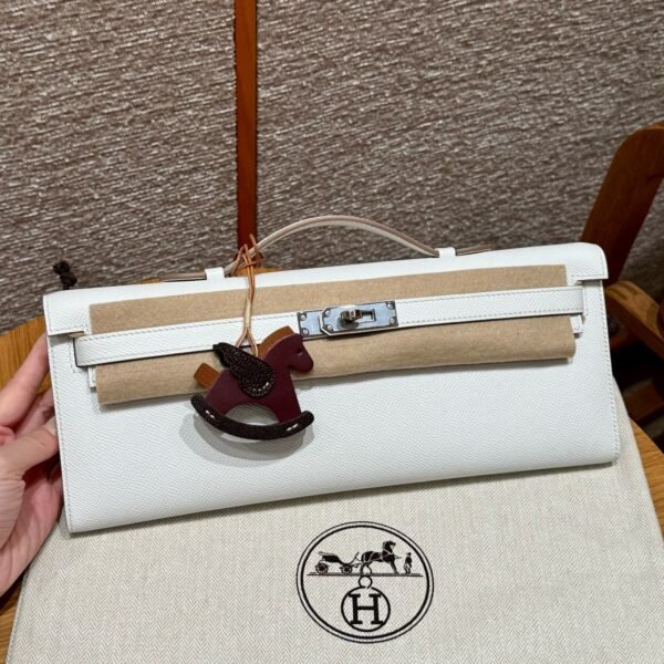 DDMode Hermes Kelly Cut Clutch Bag Epsom Leather M4 Gris Pale Silver Hardware