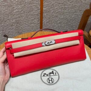 DDMode Hermes Kelly Cut 31CM Epsom Leather Q5 Rouge Casaque Silver Hardware