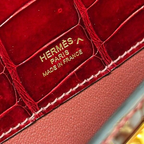 DDMode Hermes Kelly Cut 31CM Shiny Crocodile Leather CK57 Bordeaux Gold Hardware