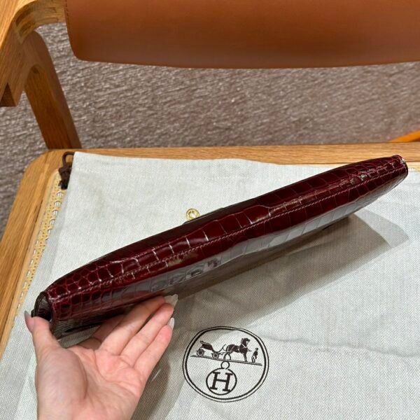 DDMode Hermes Kelly Cut 31CM Shiny Crocodile Leather CK57 Bordeaux Gold Hardware