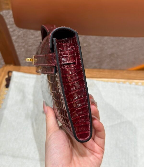 DDMode Hermes Kelly Cut 31CM Shiny Crocodile Leather CK57 Bordeaux Gold Hardware