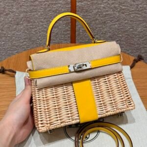 DDMode Kelly Picnic 20CM Jaune Naples Swift Leather Silver Hardware Los Angeles USA