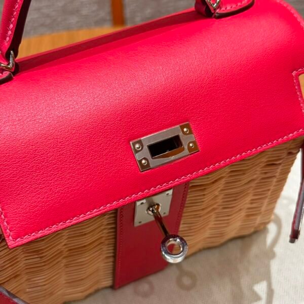 DDMode Kelly Picnic 20CM Framboise Swift Leather Silver Hardware Houston USA