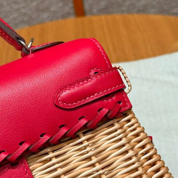 DDMode Kelly Picnic 20CM Framboise Swift Leather Silver Hardware Houston USA