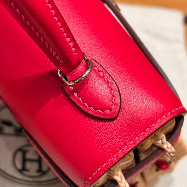 DDMode Kelly Picnic 20CM Framboise Swift Leather Silver Hardware Houston USA