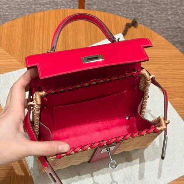 DDMode Kelly Picnic 20CM Framboise Swift Leather Silver Hardware Houston USA
