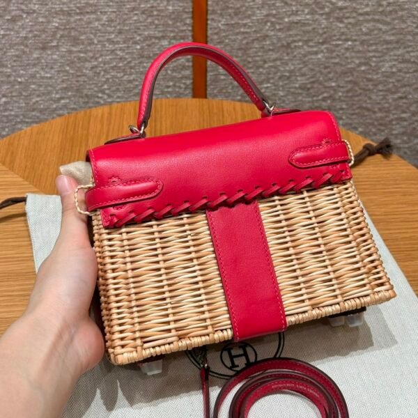 DDMode Kelly Picnic 20CM Framboise Swift Leather Silver Hardware Houston USA