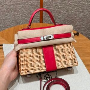 DDMode Kelly Picnic 20CM Framboise Swift Leather Silver Hardware Houston USA