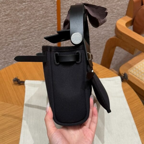 DDMode Hermes Mini HerBag Noir Canvas / Cowhide Silver Hardware