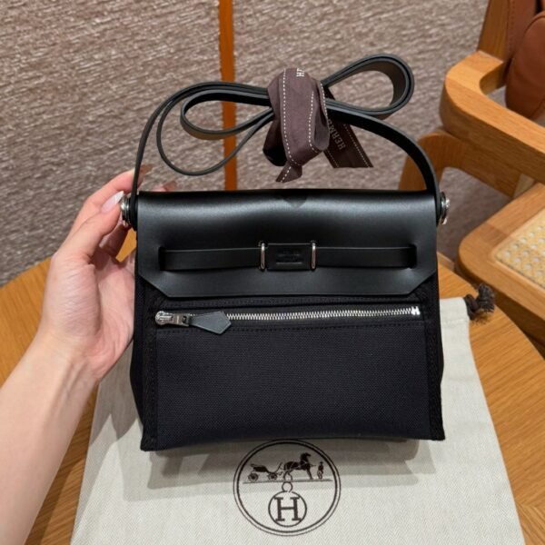 DDMode Hermes Mini HerBag Noir Canvas / Cowhide Silver Hardware
