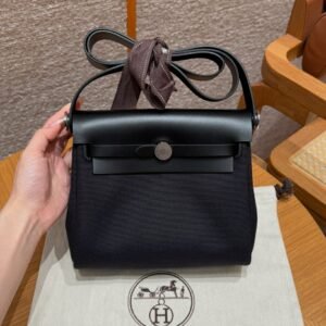 DDMode Hermes Mini HerBag Noir Canvas / Cowhide Silver Hardware