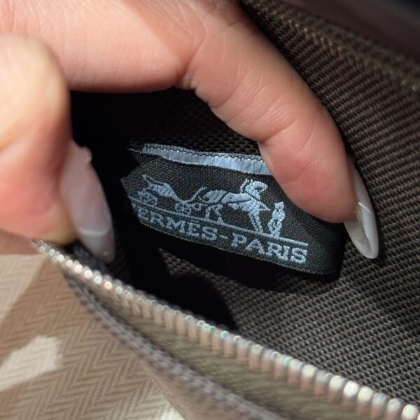 DDMode Hermes Mini HerBag Dark Bronze Noir Canvas / Cowhide Silver Hardware