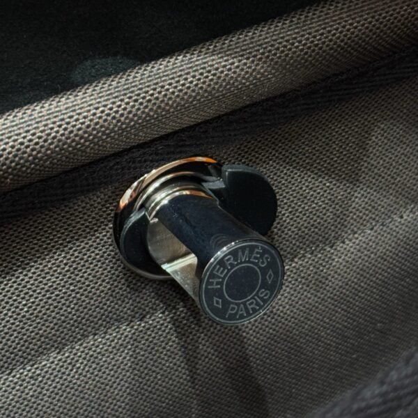 DDMode Hermes Mini HerBag Dark Bronze Noir Canvas / Cowhide Silver Hardware