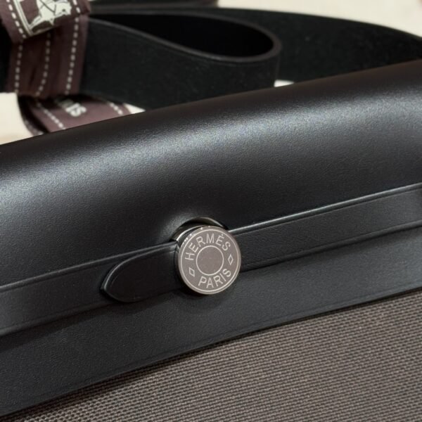 DDMode Hermes Mini HerBag Dark Bronze Noir Canvas / Cowhide Silver Hardware
