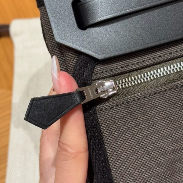 DDMode Hermes Mini HerBag Dark Bronze Noir Canvas / Cowhide Silver Hardware
