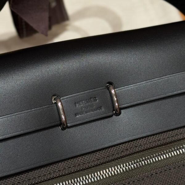 DDMode Hermes Mini HerBag Dark Bronze Noir Canvas / Cowhide Silver Hardware