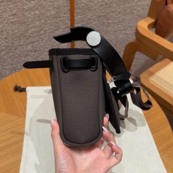 DDMode Hermes Mini HerBag Dark Bronze Noir Canvas / Cowhide Silver Hardware