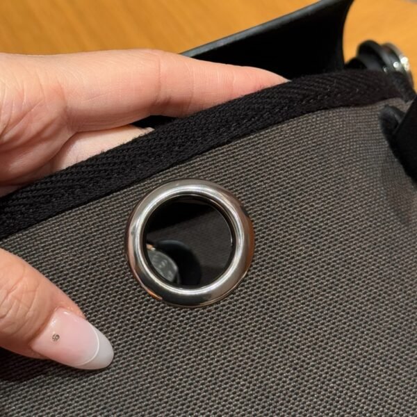 DDMode Hermes Mini HerBag Dark Bronze Noir Canvas / Cowhide Silver Hardware