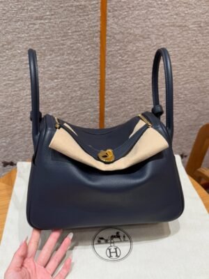 DDMode Hermes Lindy 26CM 2Z Blue Nuit Evercolor Leather Gold Hardware