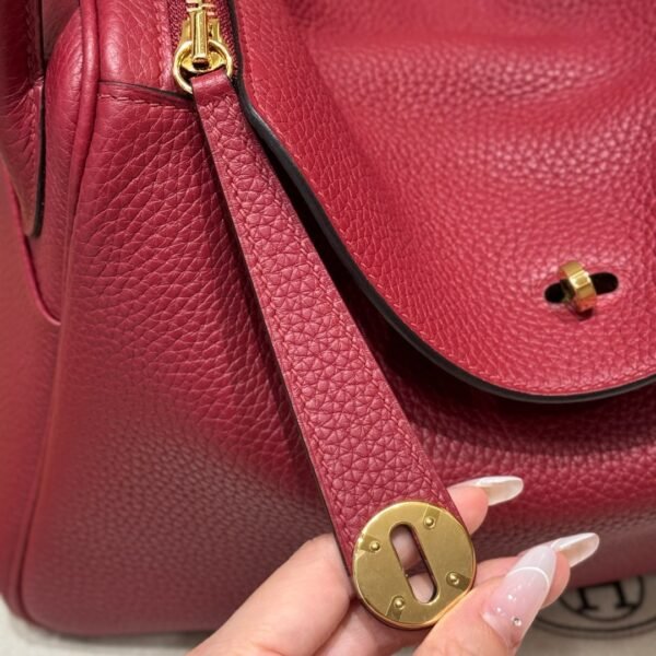 DDMode Hermes Lindy 26CM 1K Rogue Grenat Clememce Leather Gold Hardware