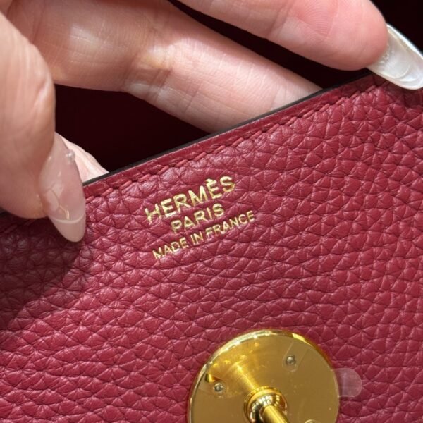 DDMode Hermes Lindy 26CM 1K Rogue Grenat Clememce Leather Gold Hardware