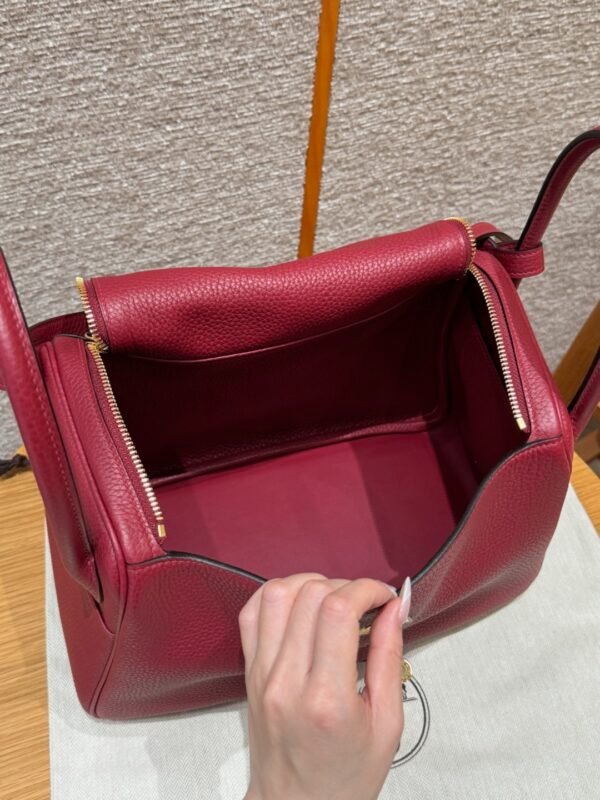 DDMode Hermes Lindy 26CM 1K Rogue Grenat Clememce Leather Gold Hardware