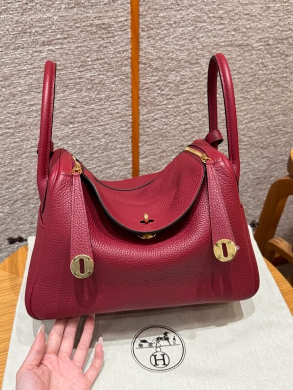 DDMode Hermes Lindy 26CM 1K Rogue Grenat Clememce Leather Gold Hardware