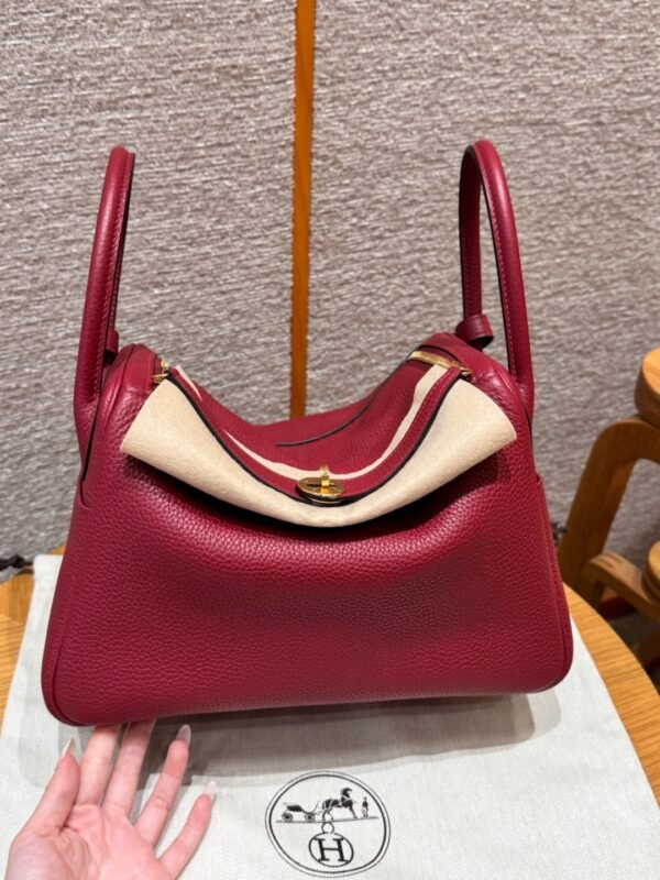 DDMode Hermes Lindy 26CM 1K Rogue Grenat Clememce Leather Gold Hardware