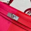 DDMode Hermes Mini Kelly Special Order Rose Extreme / Rogue Coeur / Blue Zanzibar Epsom Silver Hardware