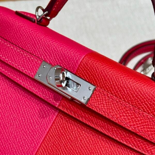 DDMode Hermes Mini Kelly Special Order Rose Extreme / Rogue Coeur / Blue Zanzibar Epsom Silver Hardware