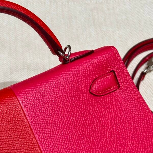 DDMode Hermes Mini Kelly Special Order Rose Extreme / Rogue Coeur / Blue Zanzibar Epsom Silver Hardware