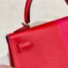 DDMode Hermes Mini Kelly Special Order Rose Extreme / Rogue Coeur / Blue Zanzibar Epsom Silver Hardware