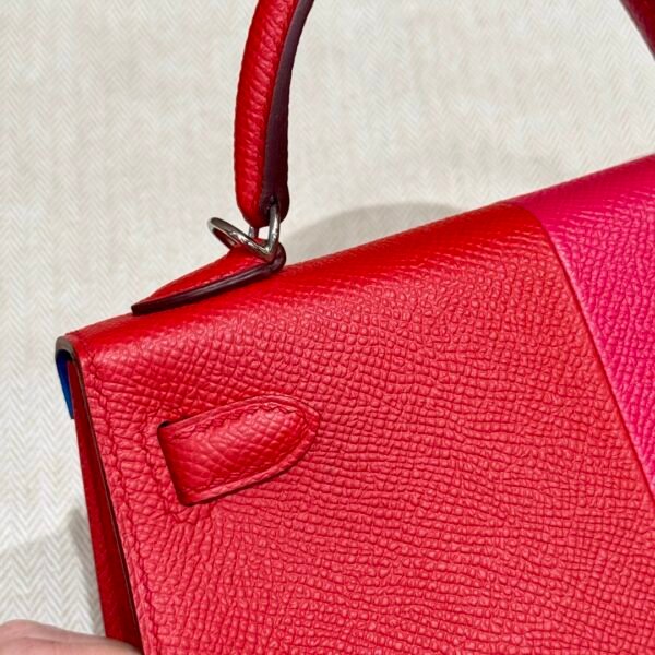 DDMode Hermes Mini Kelly Special Order Rose Extreme / Rogue Coeur / Blue Zanzibar Epsom Silver Hardware