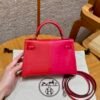 DDMode Hermes Mini Kelly Special Order Rose Extreme / Rogue Coeur / Blue Zanzibar Epsom Silver Hardware