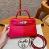 DDMode Hermes Mini Kelly Special Order Rose Extreme / Rogue Coeur / Blue Zanzibar Epsom Silver Hardware