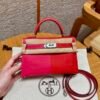 DDMode Hermes Mini Kelly Special Order Rose Extreme / Rogue Coeur / Blue Zanzibar Epsom Silver Hardware